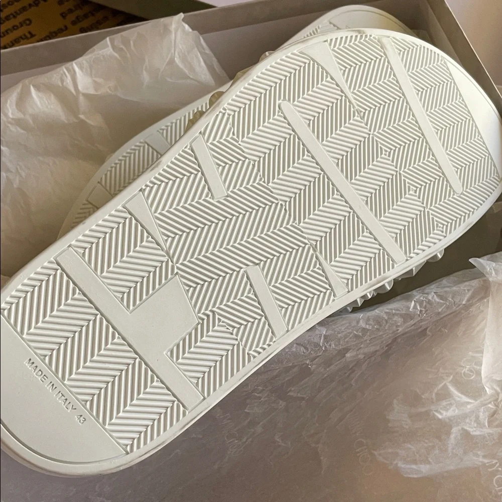 JIMMY CHOO White Star Embellished Unisex Slides - Picture 4 of 14